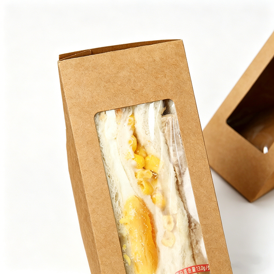 Kraft Paper Triangular Sandwich Boxes with Clear Window