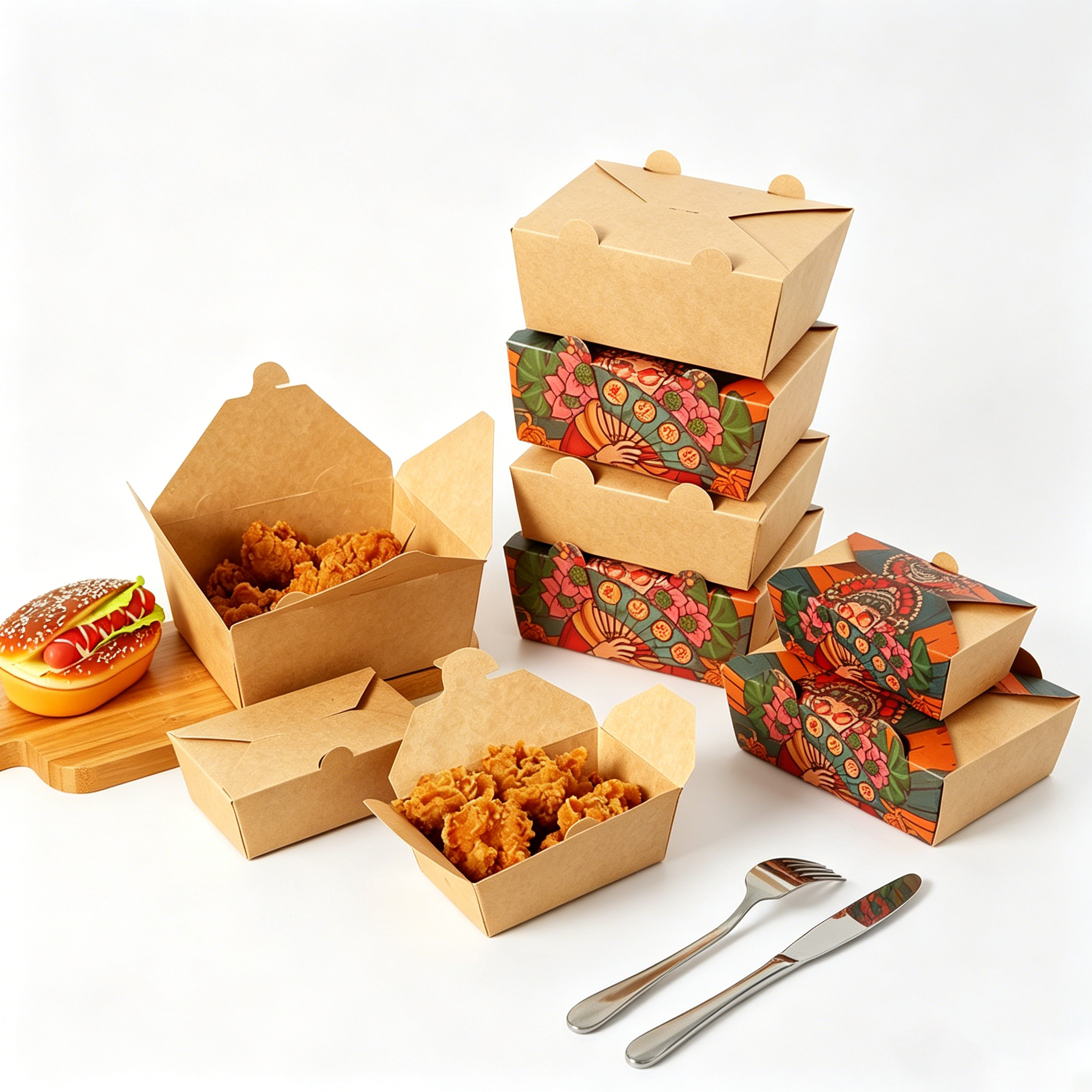 Disposable Kraft Paper Takeout Boxes